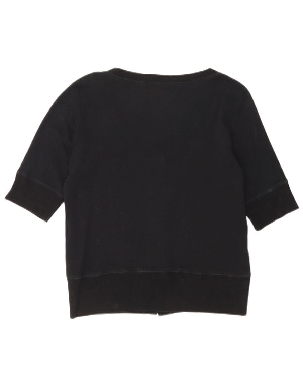 Marks & Spencer Womens 1/2 Sleeve Cardigan Top UK 16 Large  Black Cotton