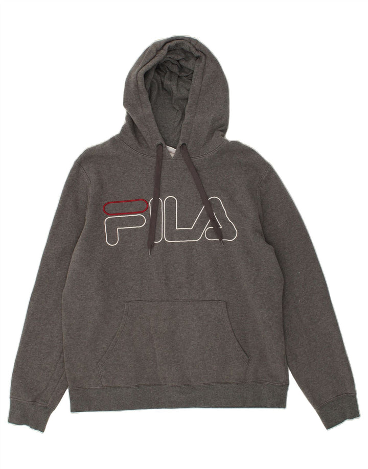 FILA Mens Graphic Hoodie Jumper Medium Grey Cotton Vintage Fila and Second-Hand Fila from Messina Hembry 