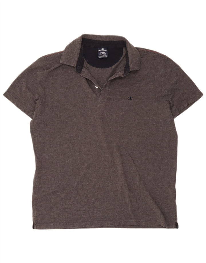 Champion Mens Polo Shirt Large Grey Flecked Cotton