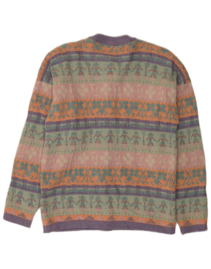Vintage Womens Cardigan Sweater UK 12 Medium Multicoloured Fair Isle