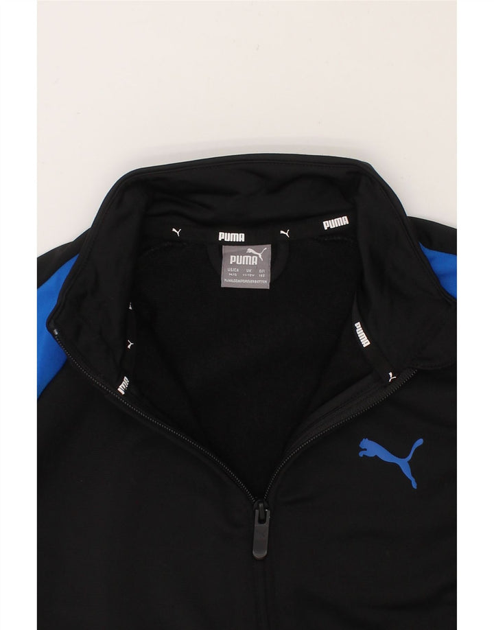 PUMA Boys Tracksuit Top Jacket 11-12 Years Black Colourblock Polyester Vintage Puma and Second-Hand Puma from Messina Hembry 