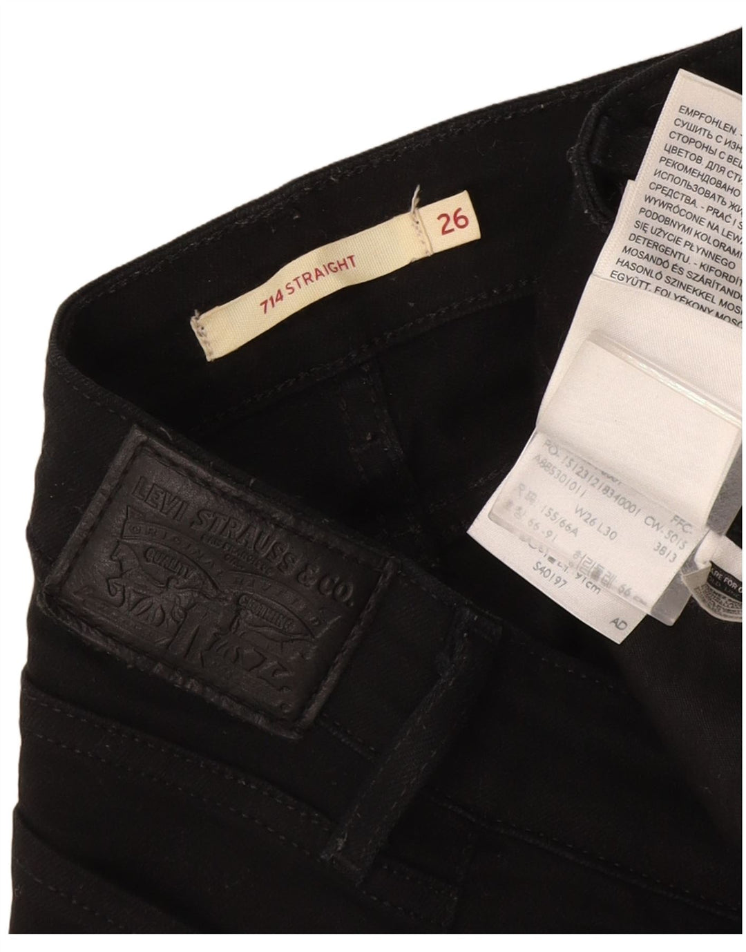Levi's Dame 714 Straight Jeans W26 L30 Sort Bomuld