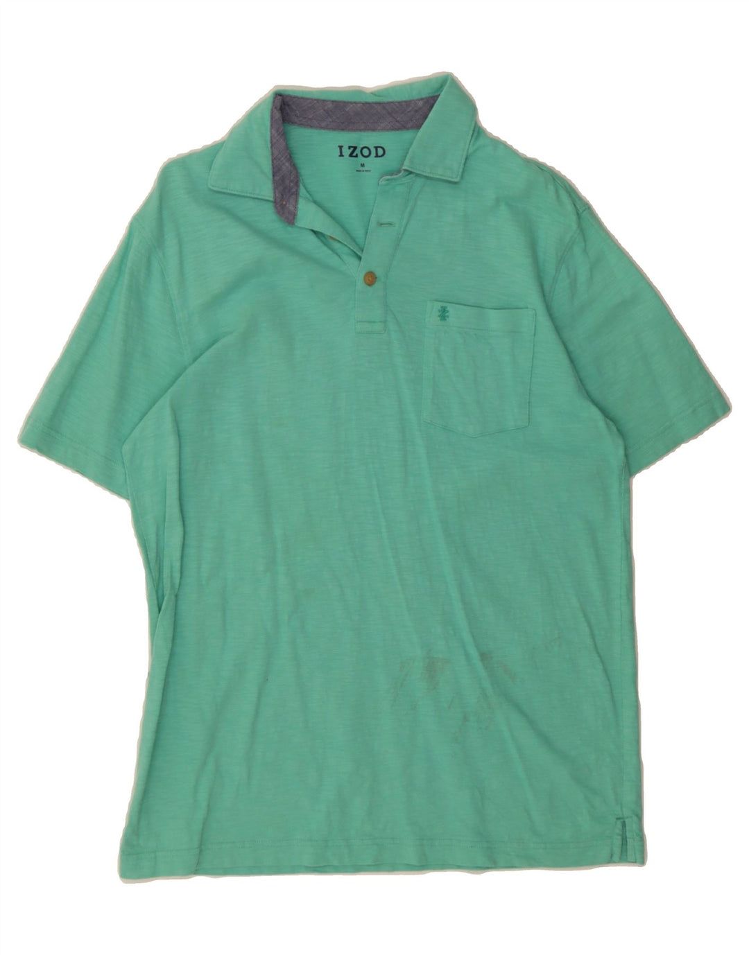 IZOD Mens Polo Shirt Medium Turquoise Cotton Vintage Izod and Second-Hand Izod from Messina Hembry 