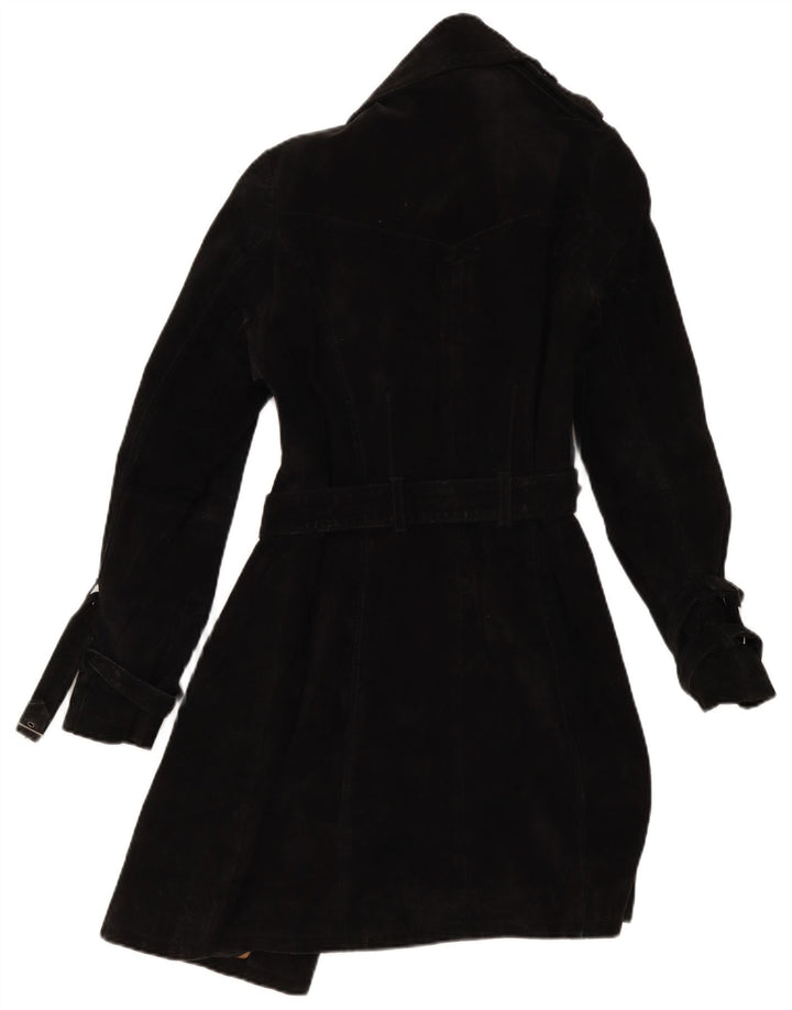 MONTGOMERY Abrigo cruzado de ante para mujer IT 40 Small Black Leather