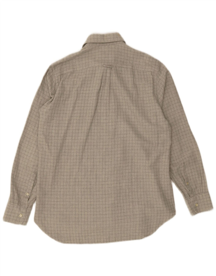 Boggi Mens Flannel Shirt Size 39 15 1/2 Medium Grey Check Cotton