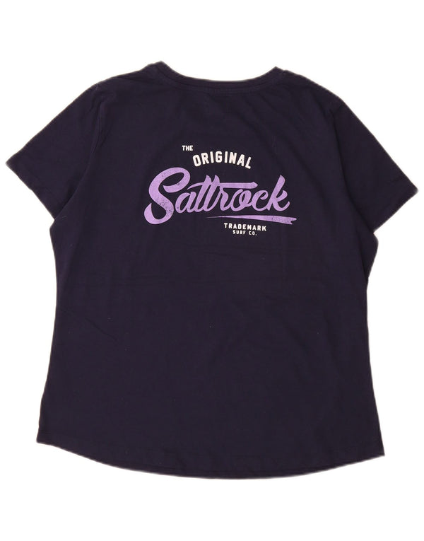 Saltrock Damen Grafik-T-Shirt-Oberteil UK 16 Large Marineblau Baumwolle