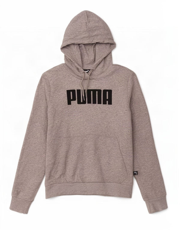 Puma Womens Graphic Hoodie Jumper UK 14 Medium Grey Cotton