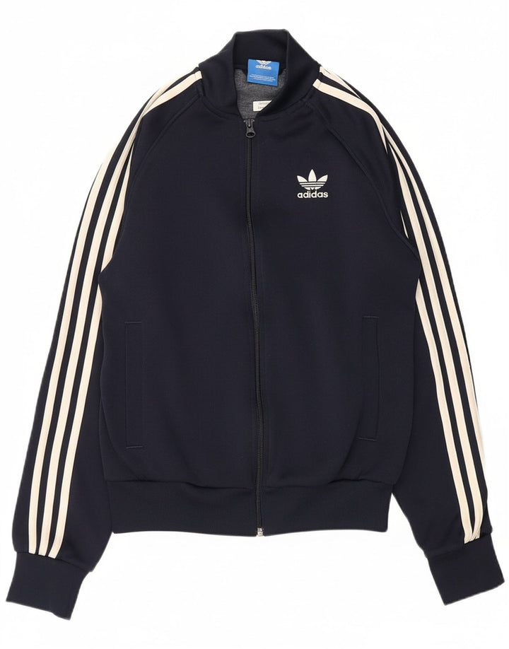 ADIDAS Mens Tracksuit Top Jacket Small Navy Blue Polyester