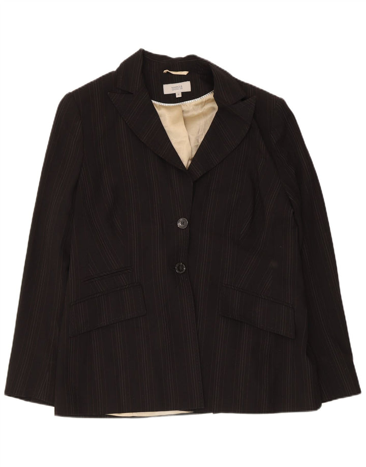 Marks & Spencer Womens 2 Button Blazer Jacket UK 16 Large Black Striped