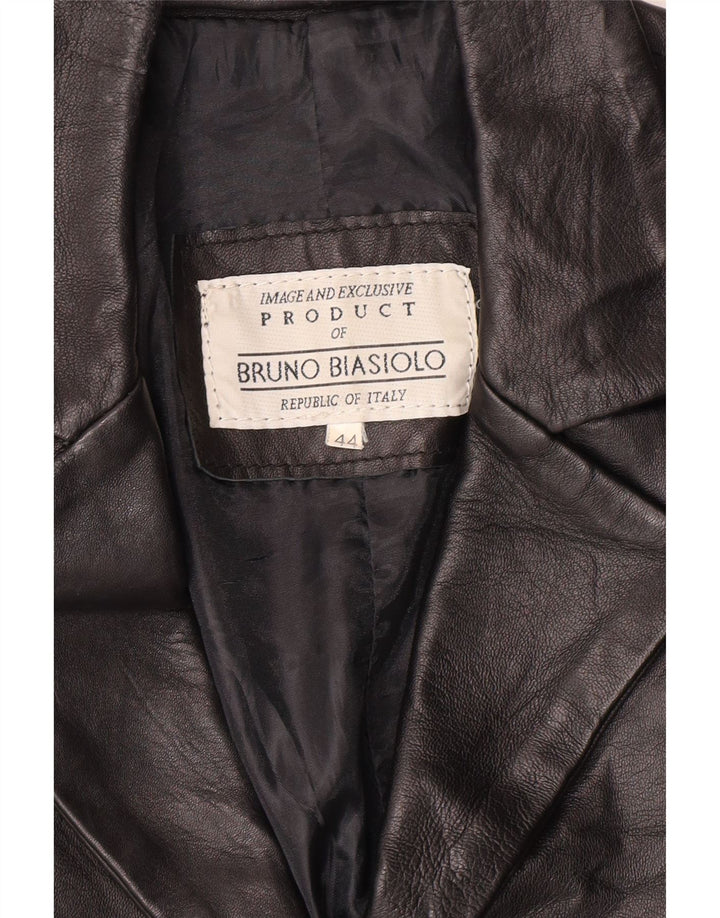 Vintage Womens Leather Jacket IT 44 Medium Black Classic