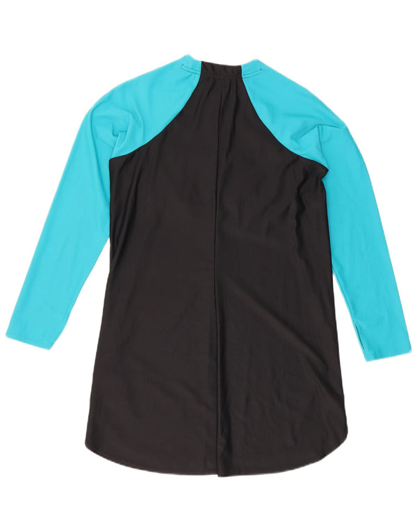 Top da donna Nike Swim Longline manica lunga UK 10 Small Black Colourblock