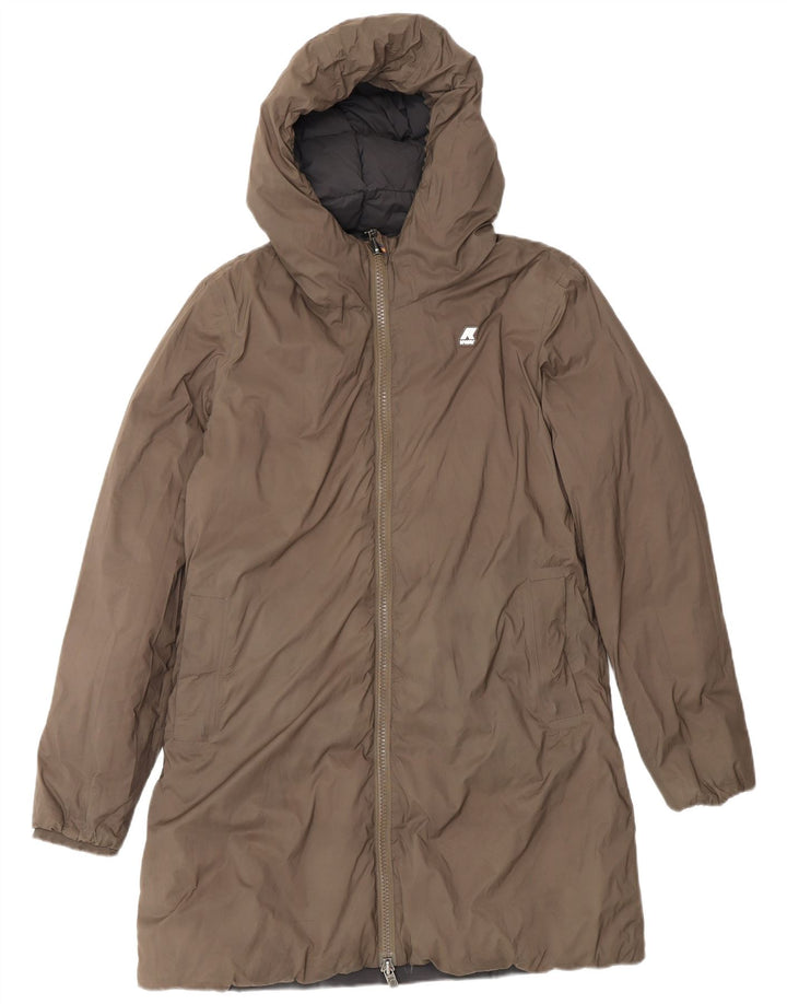 K-Way Womens Oversized Hooded Reversible Padded Coat UK 8 Small Black