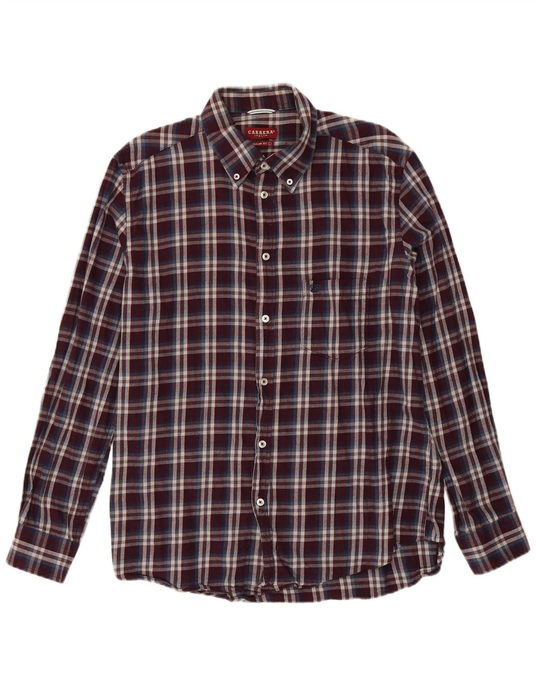 Carrera Mens Regular Fit Flannel Shirt Large Multicoloured Check Cotton