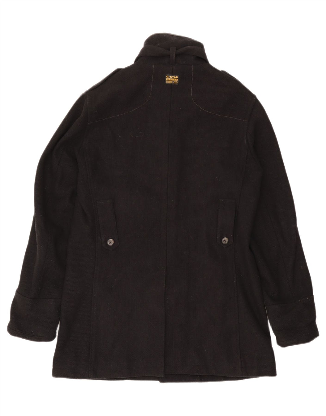 G-STAR Mens Military Overcoat UK 40 Large Black Wool