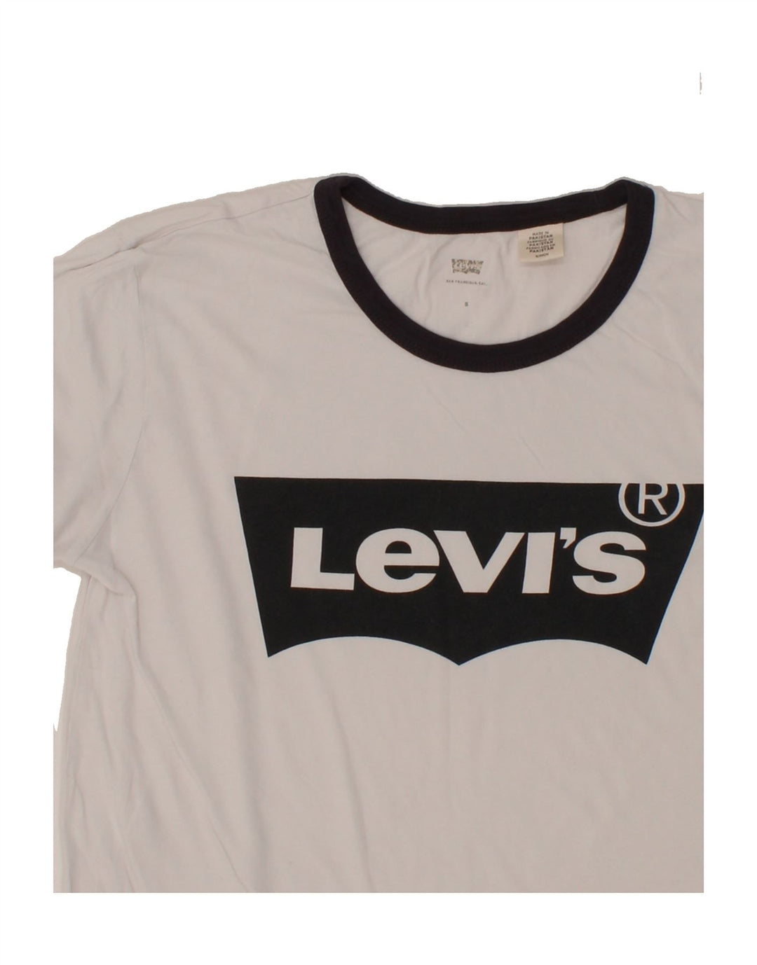 LEVI'S Womens Graphic T-Shirt Top UK 10 Small White Vintage Levi's and Second-Hand Levi's from Messina Hembry 