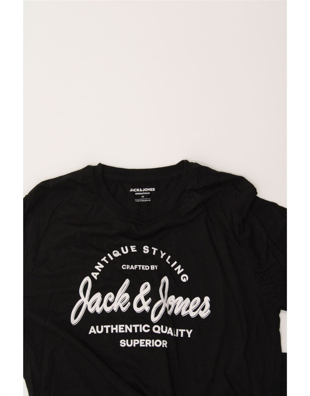 JACK & JONES Mens Graphic T-Shirt Top Medium Black Cotton Vintage Jack & Jones and Second-Hand Jack & Jones from Messina Hembry 