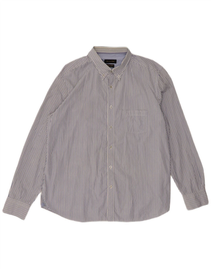 Massimo Dutti Mens Shirt 2XL Blue Striped