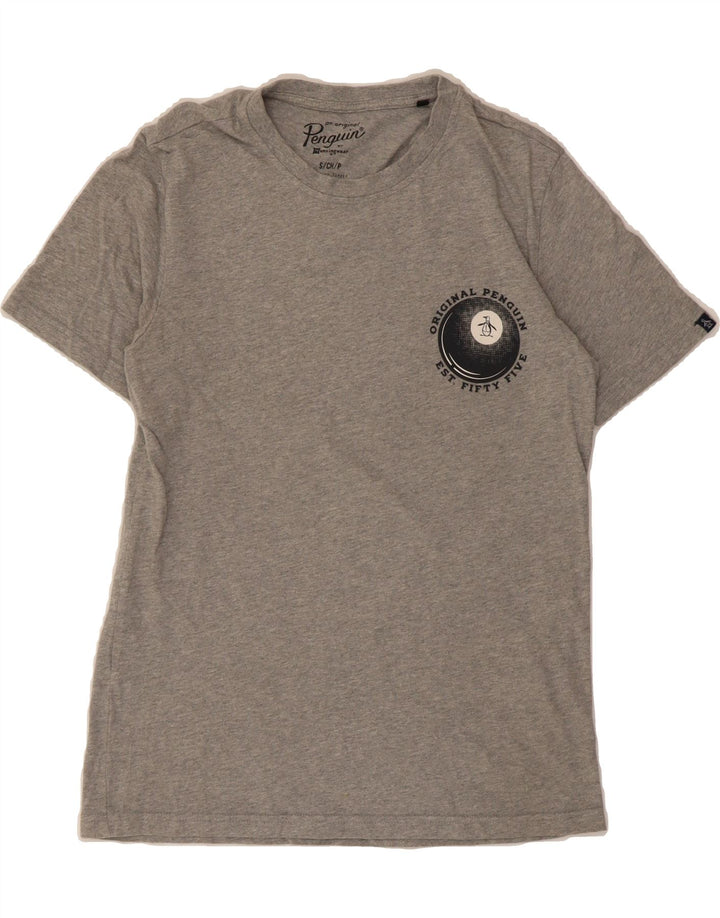 PENGUIN Mens Graphic T-Shirt Top Small Grey Cotton Vintage Penguin and Second-Hand Penguin from Messina Hembry 