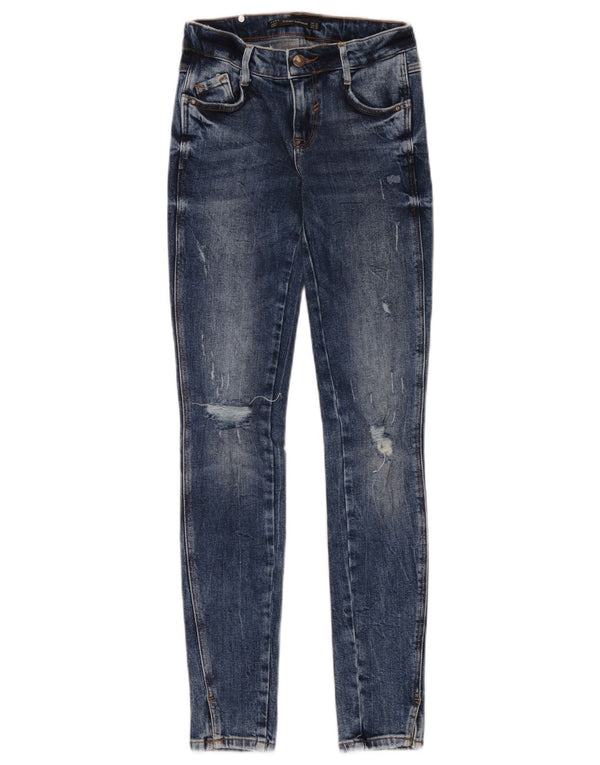 Jeans skinny effetto consumato Trafaluc da donna Zara EU 32 2XS W22 L30 Blu