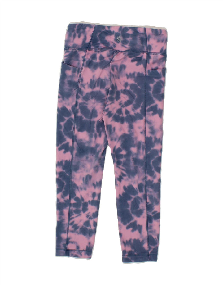 ATHLETA Girls Leggings 6-7 Years Small  Pink Tie Dye Polyester Vintage Athleta and Second-Hand Athleta from Messina Hembry 