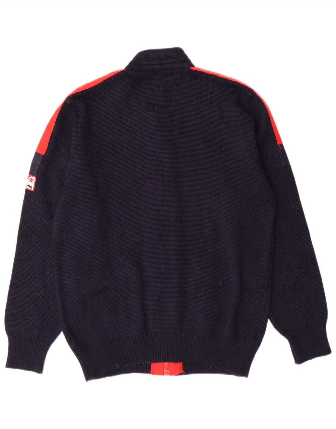 Vintage Mens Cardigan Sweater IT 50 Medium Navy Blue Colourblock Wool