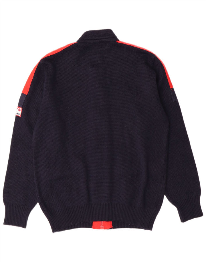 Vintage Mens Cardigan Sweater IT 50 Medium Navy Blue Colourblock Wool