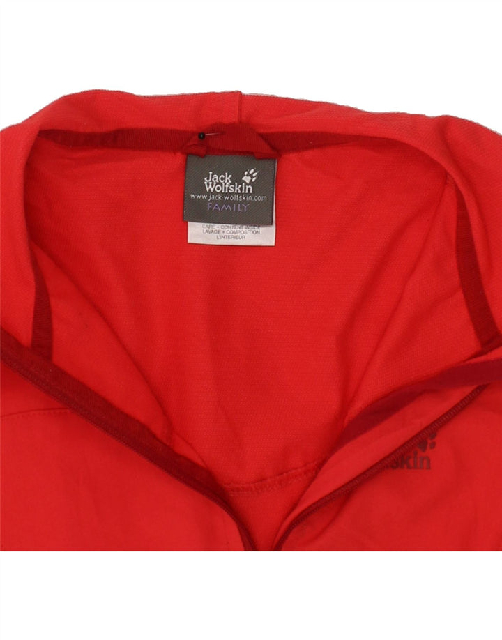 JACK WOLFSKIN Girls Hooded Rain Jacket 7-8 Years Red Polyester Vintage Jack Wolfskin and Second-Hand Jack Wolfskin from Messina Hembry 