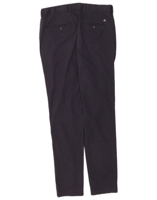 Calça chino masculina Marks & Spencer Slim Fit W34 L33 algodão azul marinho