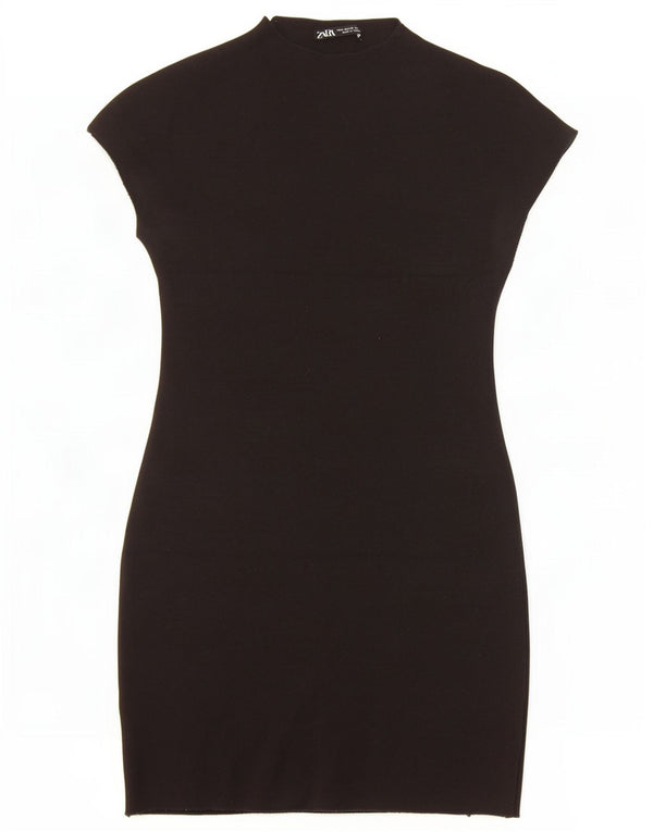 Zara Womens Bodycon Dress UK 12 Medium Black Viscose