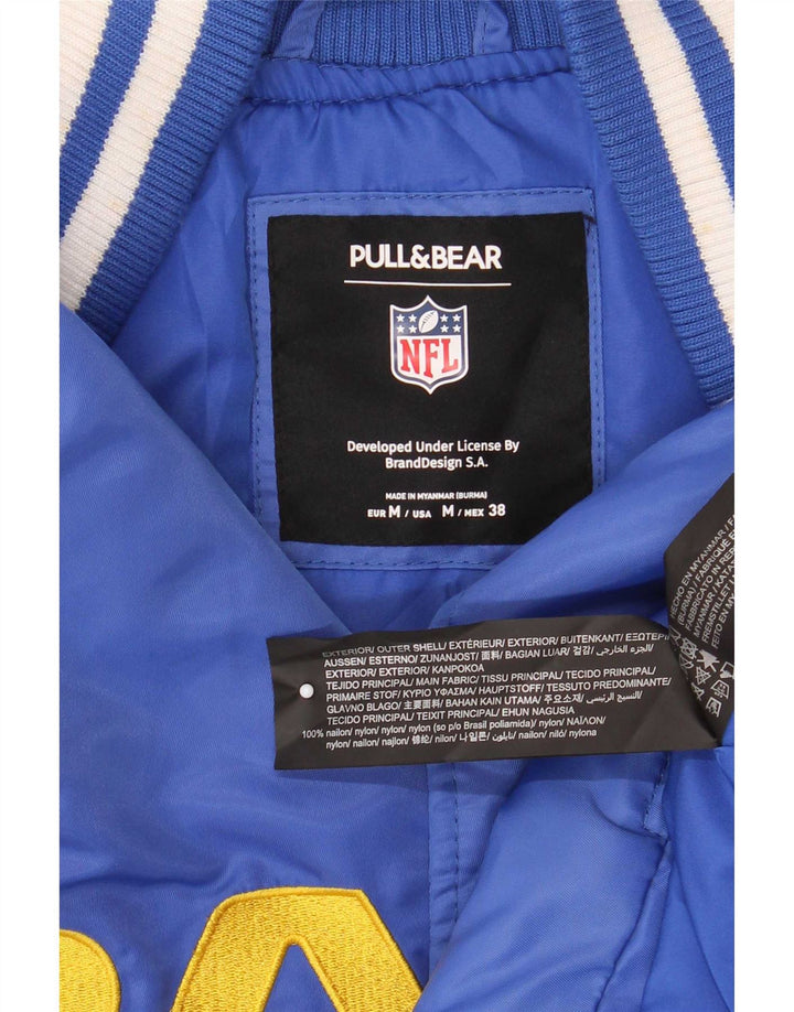 Pull & Bear Mens Los Angeles Rams Varsity Jacket UK 38 Medium Blue Sports