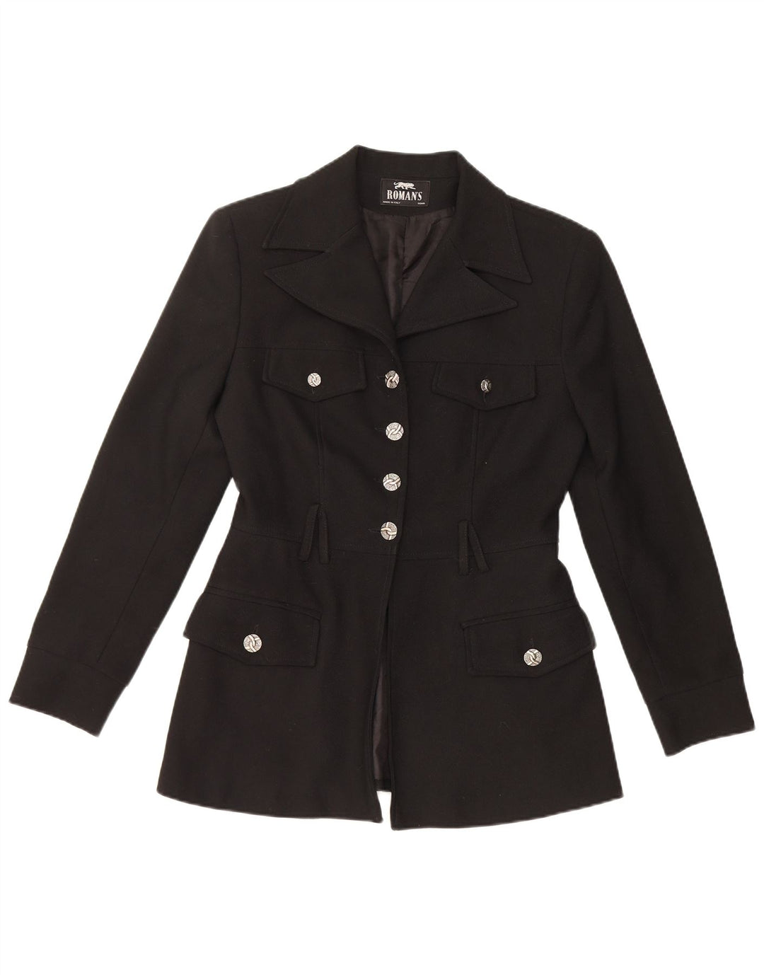 Roman's Womens 4 Button Blazer Jacket UK 10 Small Black