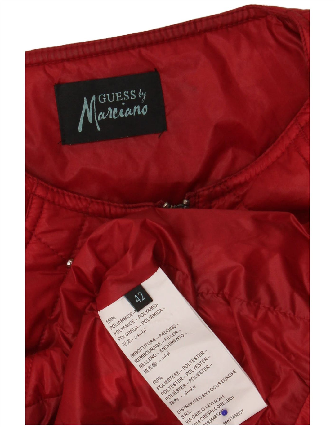 Guess By Marciano Womens Quilted Jacket IT 42 Medium Red Spotted Polyamide