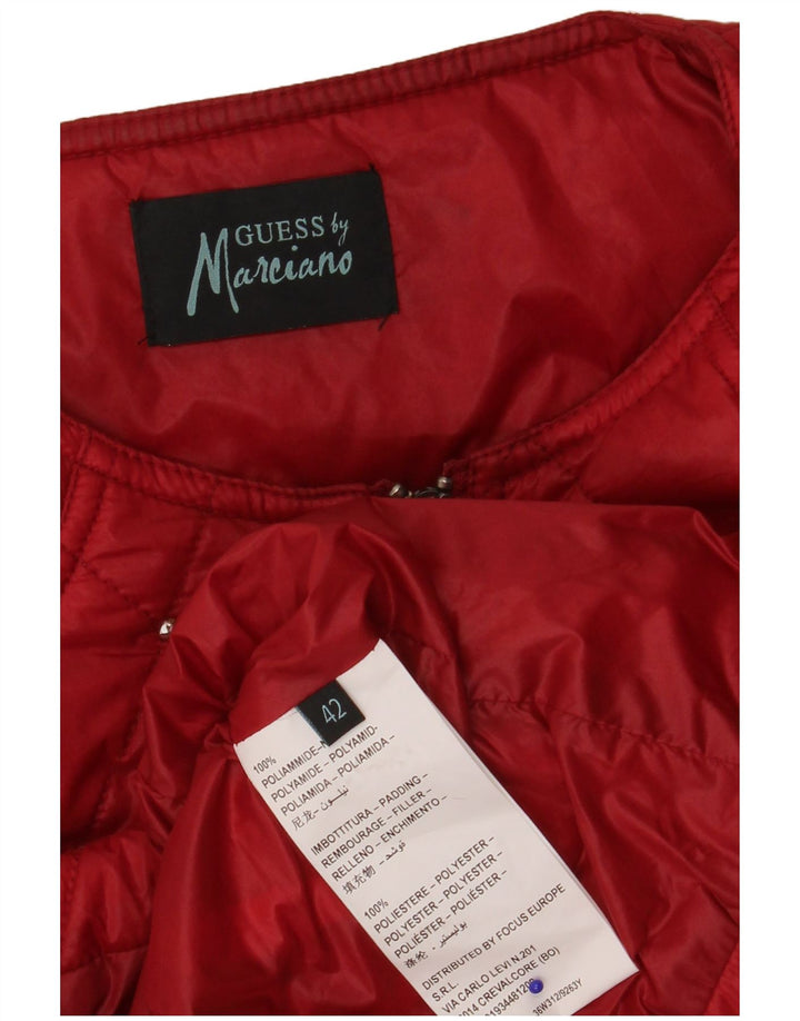 Guess By Marciano Womens Quilted Jacket IT 42 Medium Red Spotted Polyamide