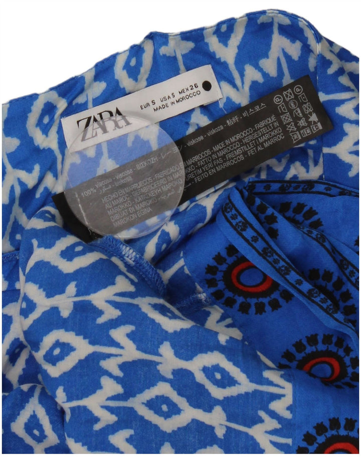 Zara Damen Wickelrock Small W26 Blaue geometrische Viskose
