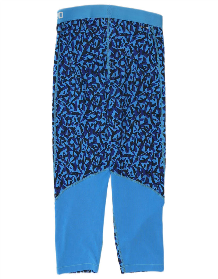 Nike Womens Crop Leggings UK 12 Medium  Blue Geometric Polyester