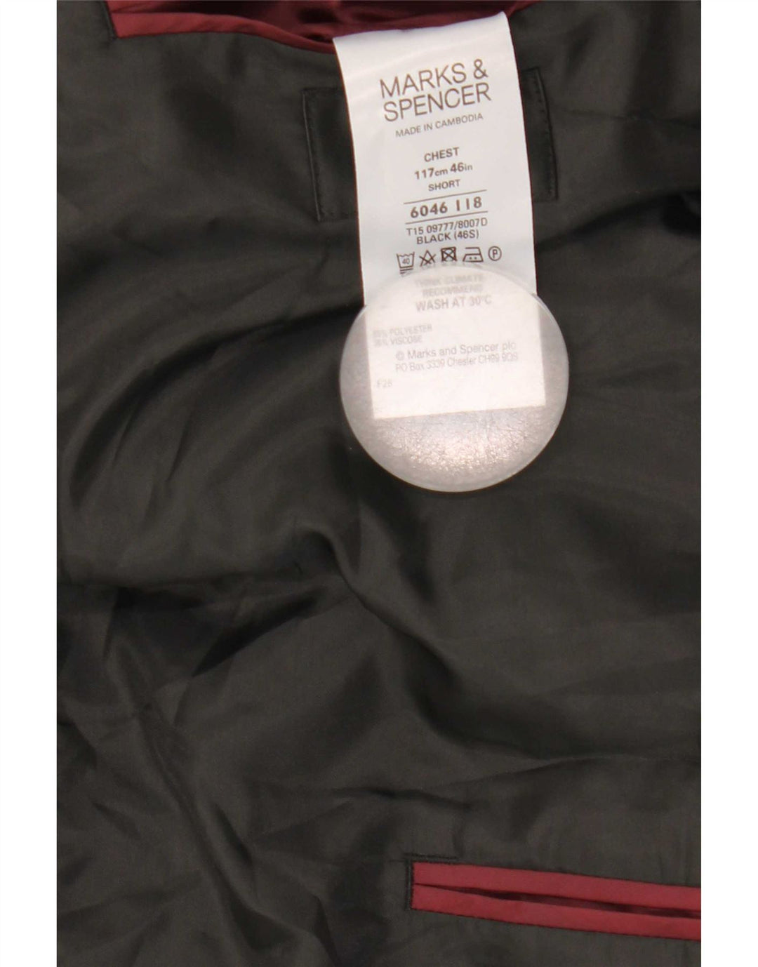 Marks & Spencer Herre 2-knaps blazerjakke UK 46 XL Sort Colourblock