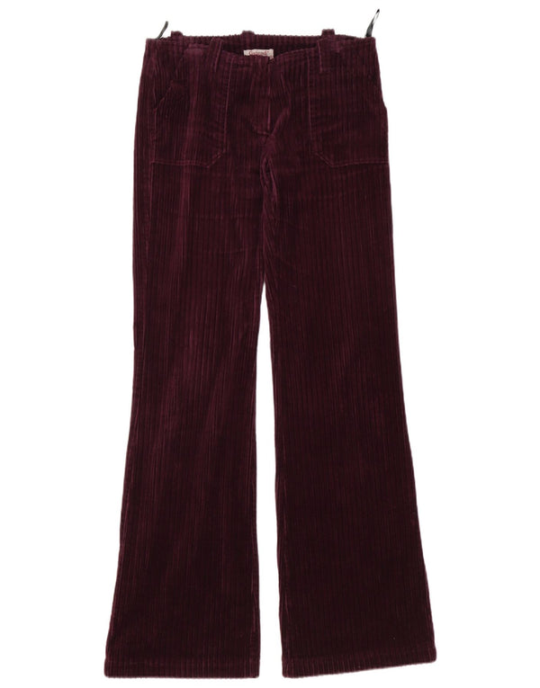 Pantaloni Vintage pentru femei Flare din velur EU 40 Medium W30 L34 Burgundy