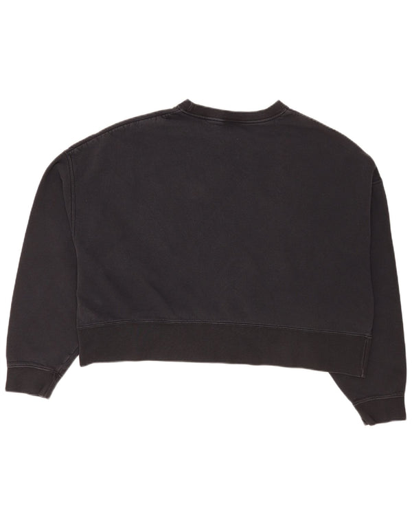 Nike Womens Crop Oversized Sweatshirt Jumper UK 14 Medium Black Cotton