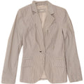 Zara Womens 1 Button Blazer Jacket UK 4 XS Blanc Pinstripe Polyester