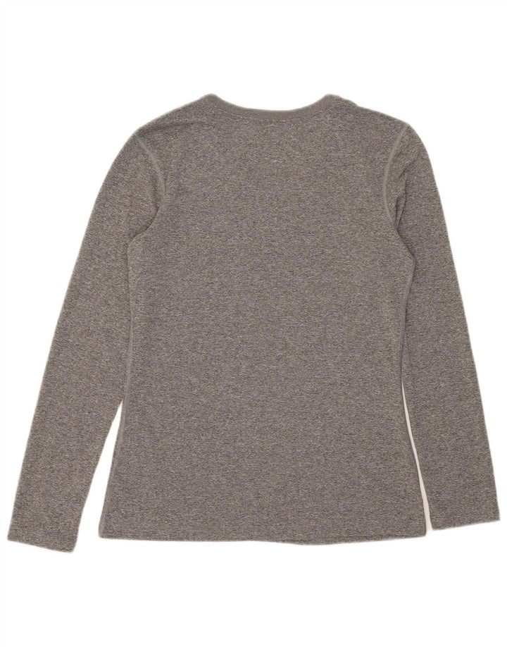 NIKE Womens Dri Fit Top Long Sleeve UK 10 Small Grey Flecked Polyester