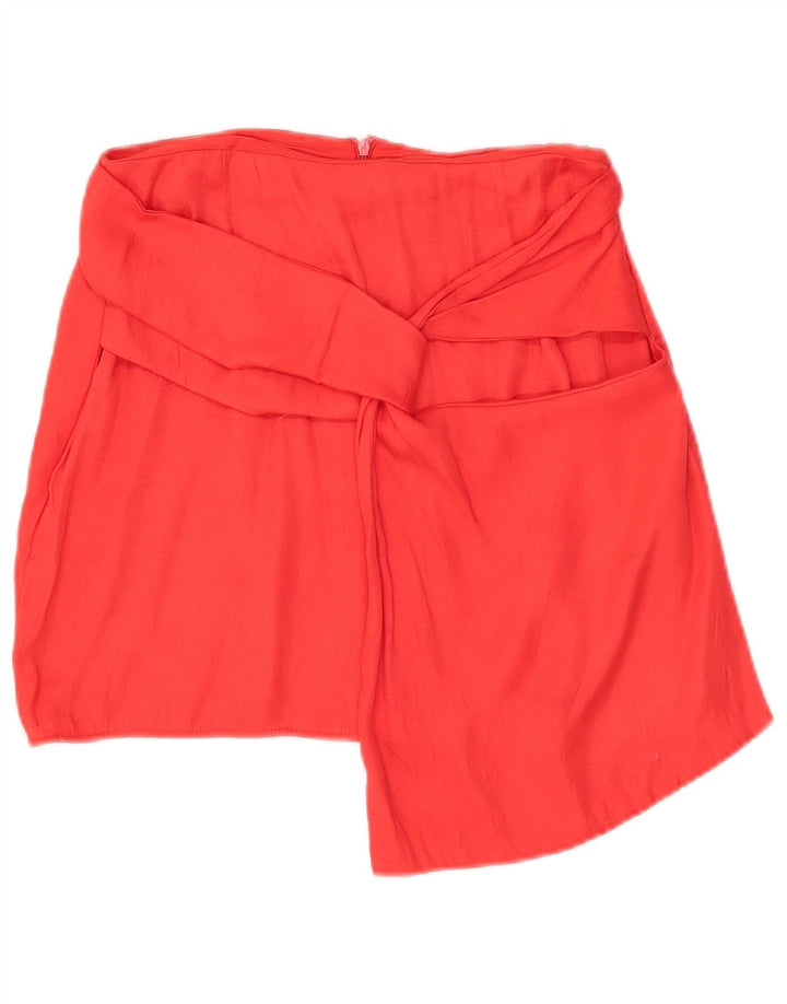 Zara Dame Asymmetrisk Mini Nederdel Medium W28 Rød Viscose