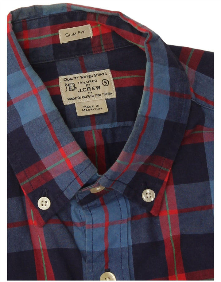 J. Crew Herre Slim Fit skjorte Lille marineblå ternet bomuld