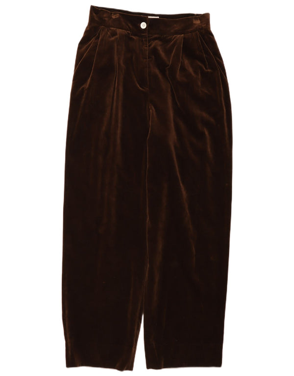 Pantalon décontracté taille haute en velours pour femmes vintage IT 46 Large W30 L30 Marron