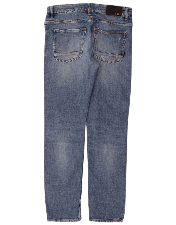 Hugo Boss Mens Distressed Slim Jeans W32 L32 Blue Cotton