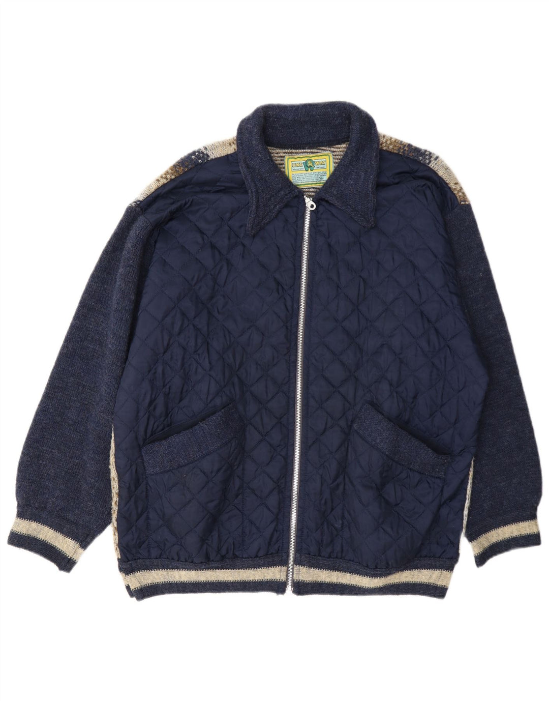 ONE WAY Herre quiltet jakke UK 40 Large Navy Blue Wool