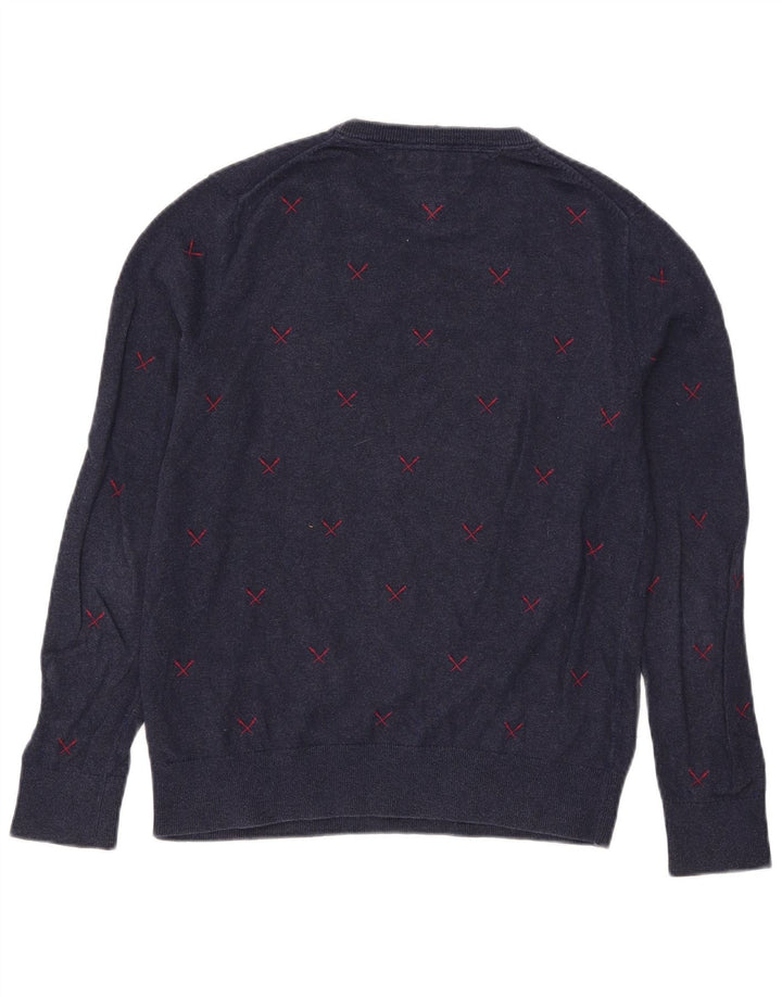 Tommy Hilfiger Mens Crew Neck Jumper Sweater Small Navy Blue Polyester