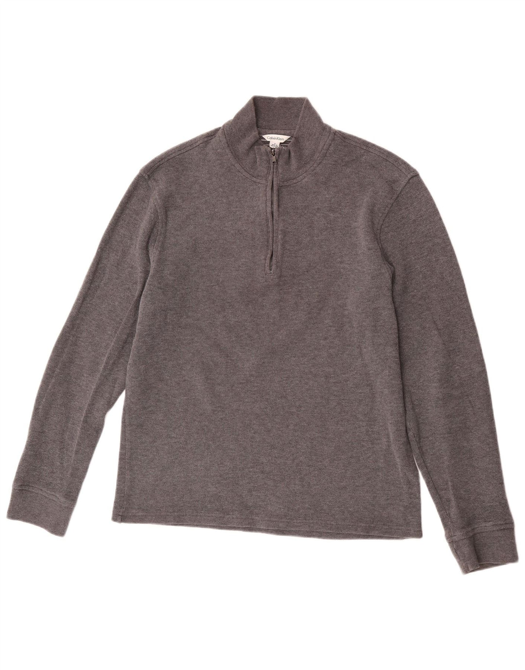 Calvin Klein Mens Zip Neck Sweatshirt Jumper Small Grey Cotton
