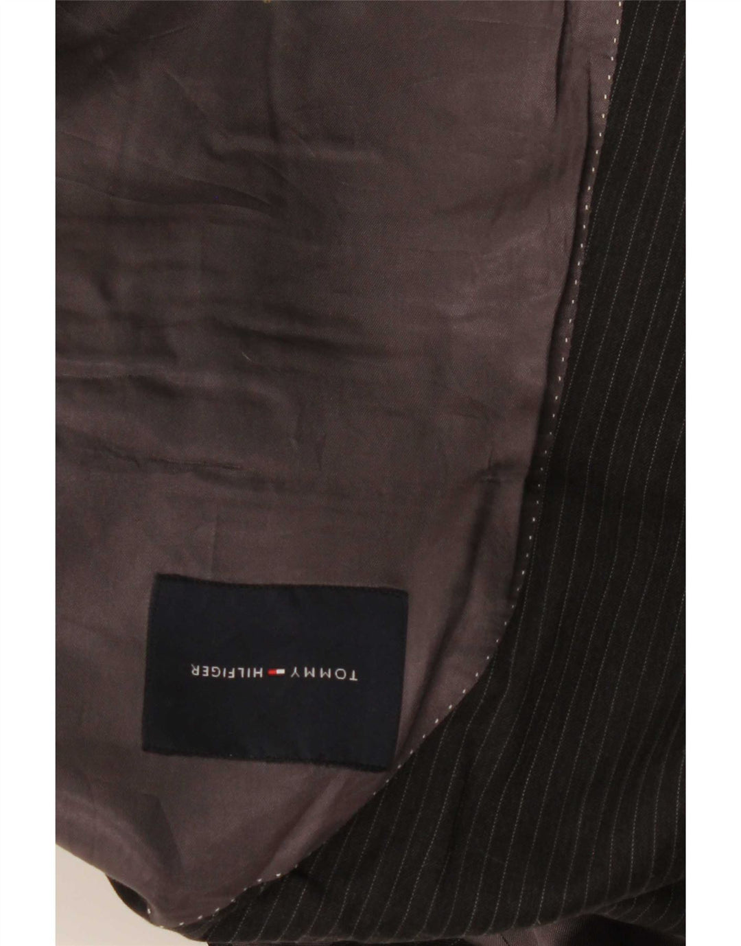 Giacca blazer da uomo a 2 bottoni Tommy Hilfiger UK 40 grande lana gessata nera