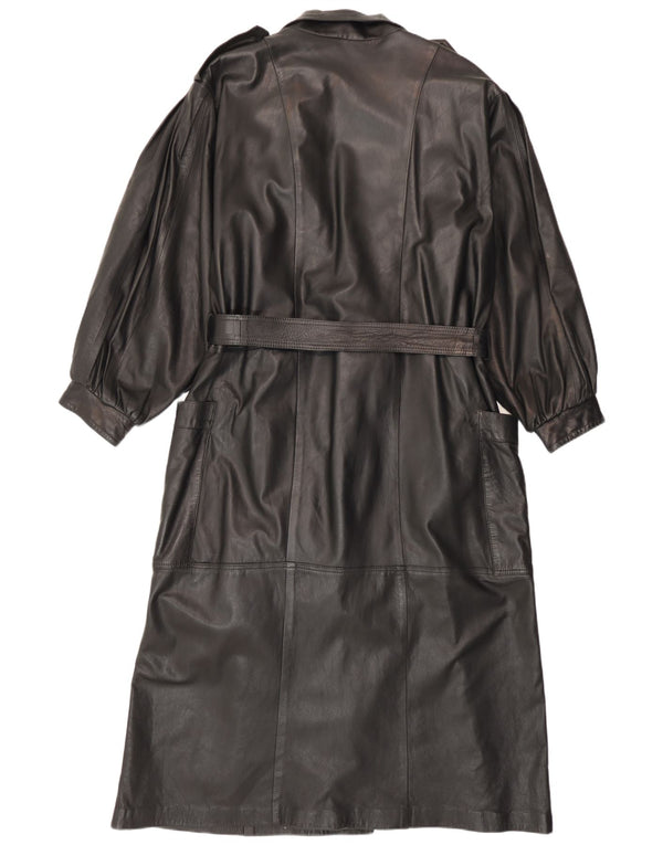 Vintage Military Læderfrakke til kvinder UK 14 Medium Sort