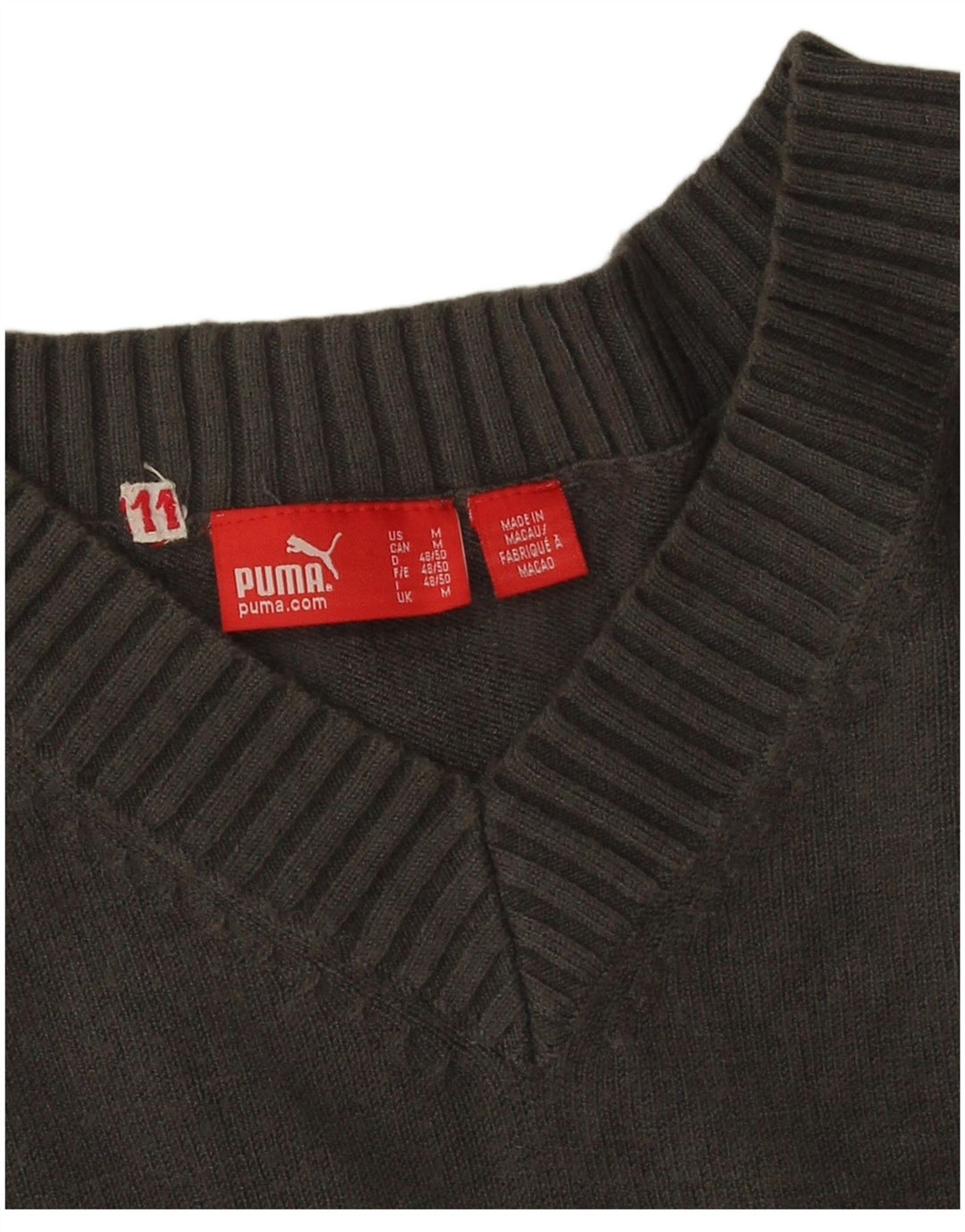 Męski sweter Puma z dekoltem w kształcie litery V, średnioszara wiskoza